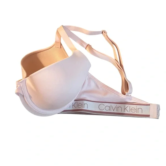 Calvin Klein underwire bra 34C convertible straps light pink logo band - Picture 2 of 8